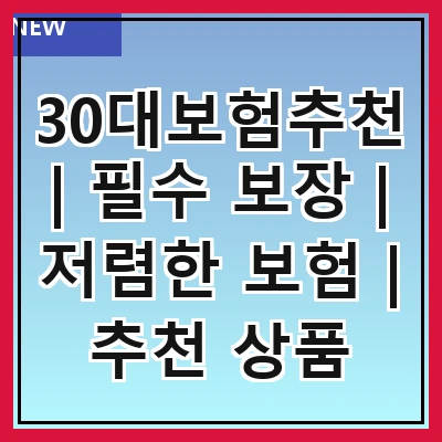 30대보험추천 | 필수 보장 | 저렴한 보험 | 추천 상품