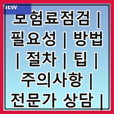 보험료점검 | 필요성 | 방법 | 절차 | 팁 | 주의사항 | 전문가 상담 | 절세 효과
