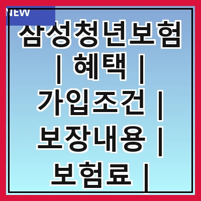 삼성청년보험 | 혜택 | 가입조건 | 보장내용 | 보험료 | 청년층 지원 | 신청방법 | 후기