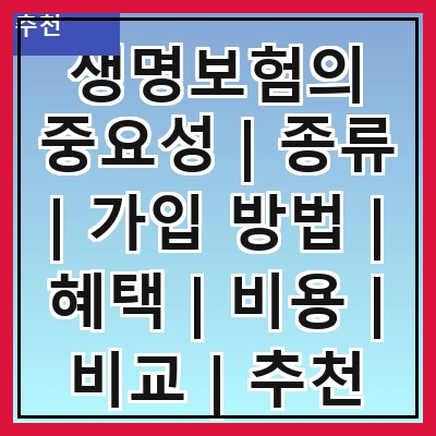 생명보험의 중요성 | 종류 | 가입 방법 | 혜택 | 비용 | 비교 | 추천 상품 | 주의사항