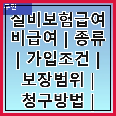 실비보험급여비급여 | 종류 | 가입조건 | 보장범위 | 청구방법 | 보험료 | 주의사항 | 비교분석