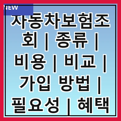 자동차보험조회 | 종류 | 비용 | 비교 | 가입 방법 | 필요성 | 혜택 | 주의사항